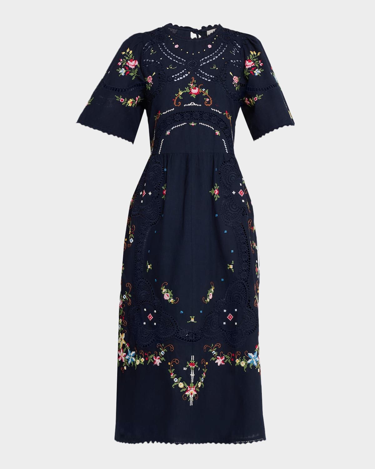 Edwina Embroidered Midi Dress