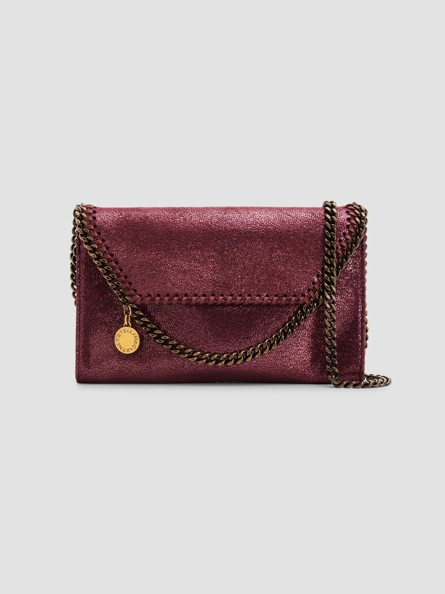 Stella McCartney Women's Falabella Dotted Faux Chamois Wallet-on-Chain - Burgundy