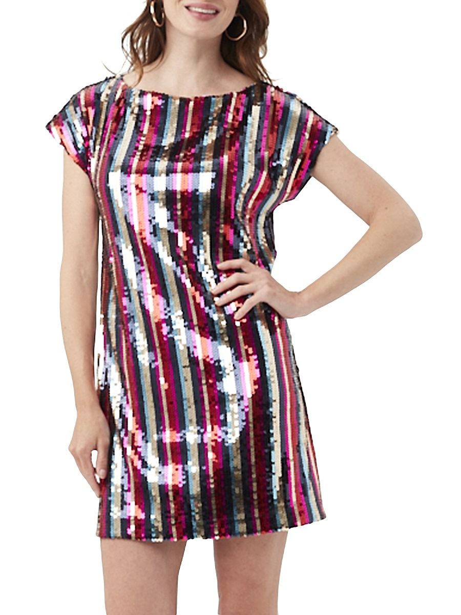Women's Breene Striped Sequined Minidress - Size 12