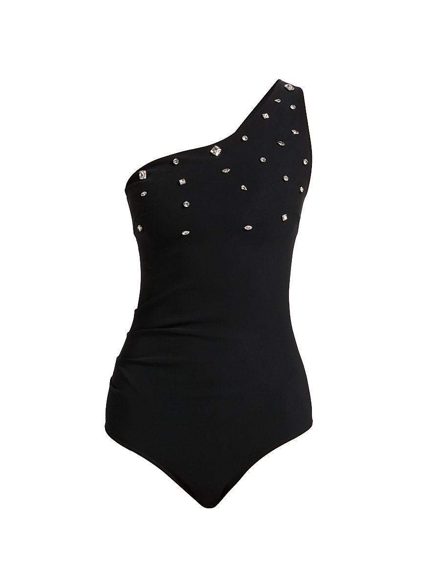 Women's Baska Embellished One-Shoulder One-Piece Swimsuit - Black - Size 8