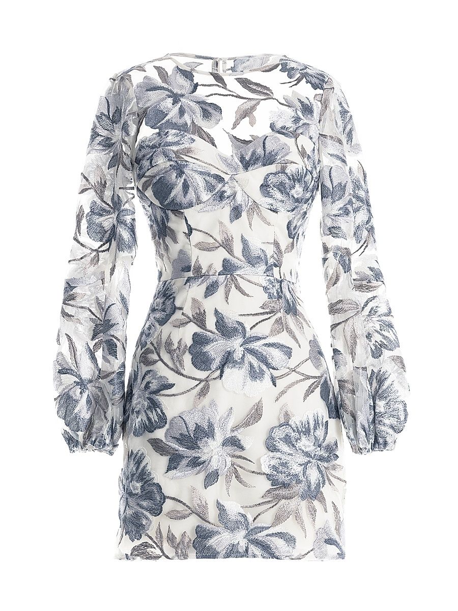 Women's Mila Floral-Embroidered Minidress - Ivory Multi - Size XXL