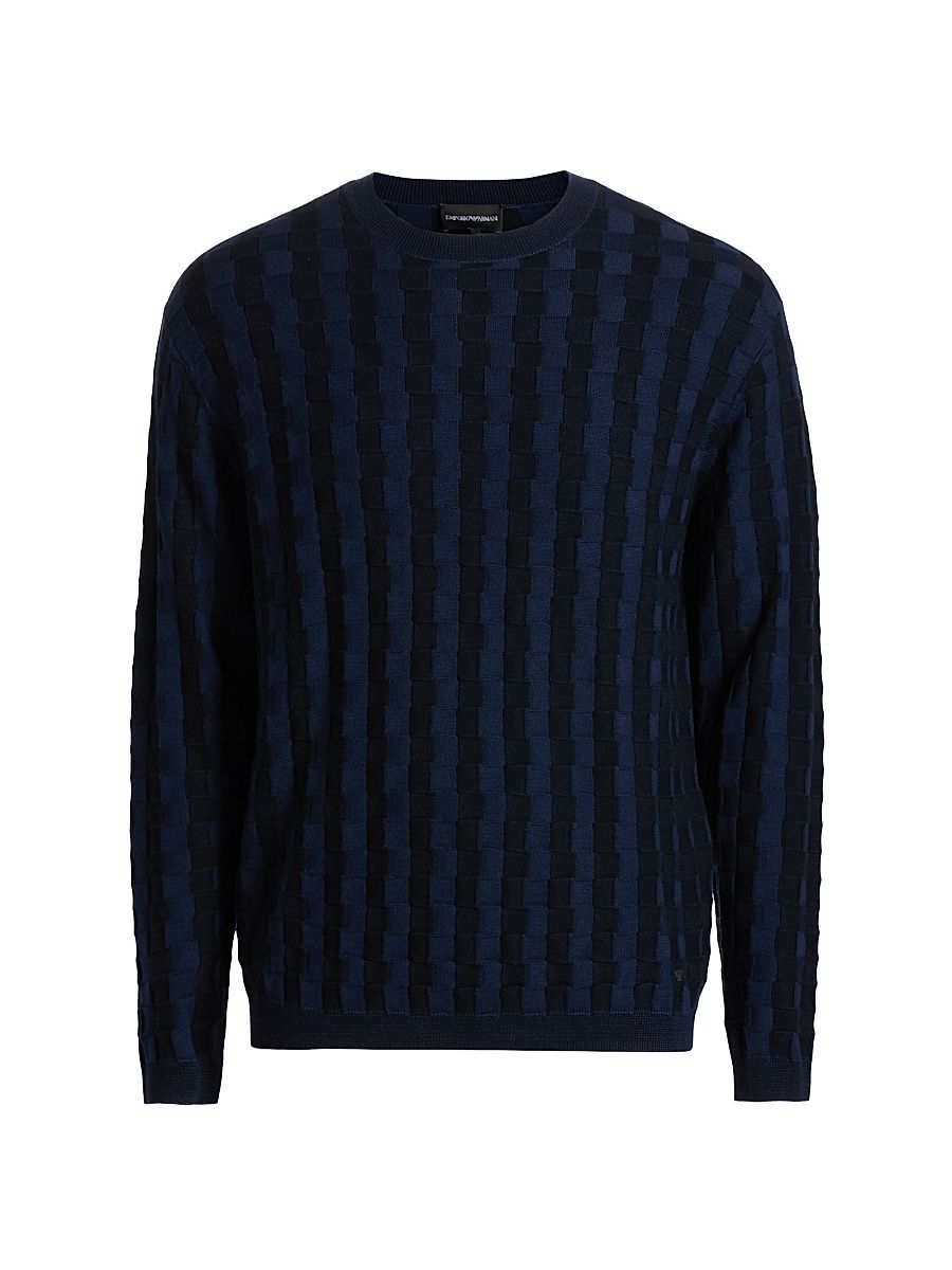 Men's Lattice Wool-Blend Crewneck Sweater - Naval Academy - Size XXXL