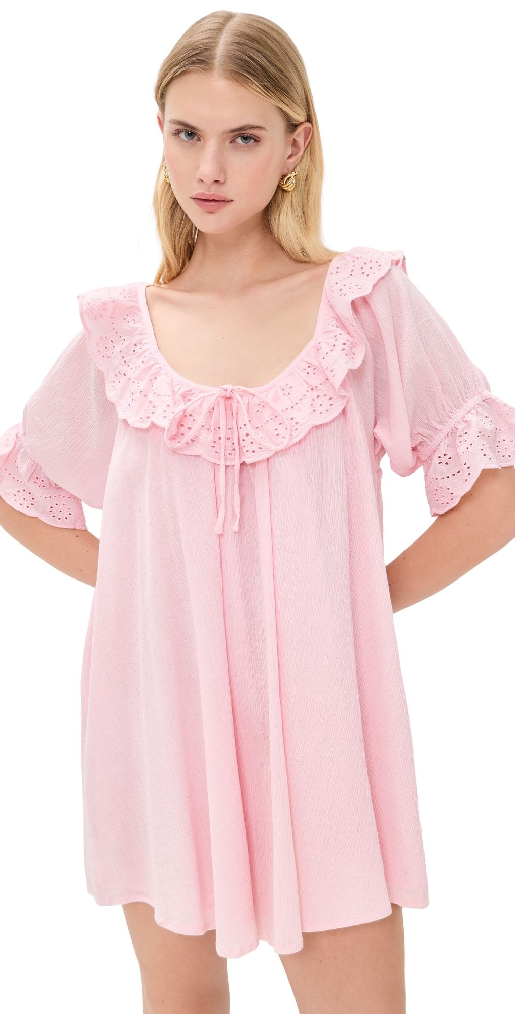 Show Me Your Mumu Toulouse Dress Pink Eyelet L