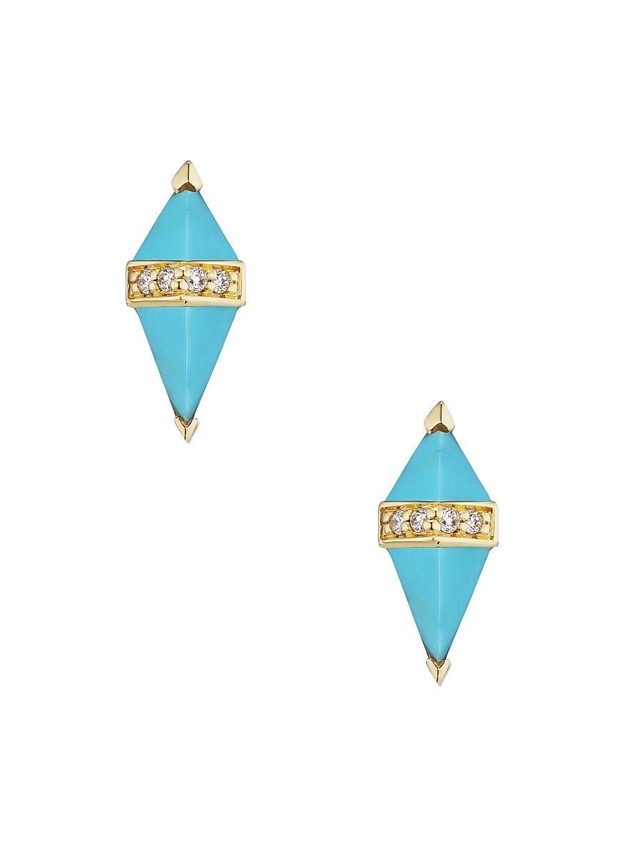 Women's Pietra 18K Yellow Gold, Turquoise & Diamond Stud Earrings - Turquoise
