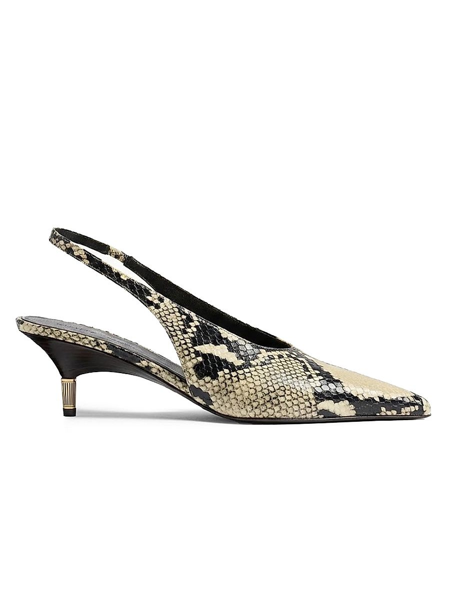 Women's Bella 50MM Python-Embossed Leather Slingback Pumps - Natural - Size 11