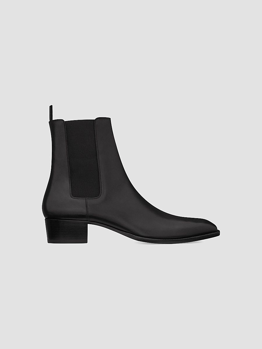 Saint Laurent Men's Wyatt Chelsea Boots in Smooth Leather - Nero - Size 14