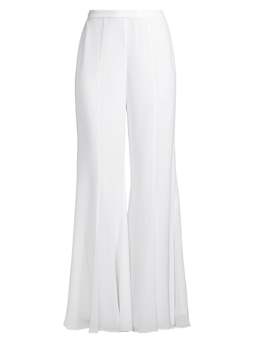 Women's Crepe Chiffon Flared Pants - White - Size 14