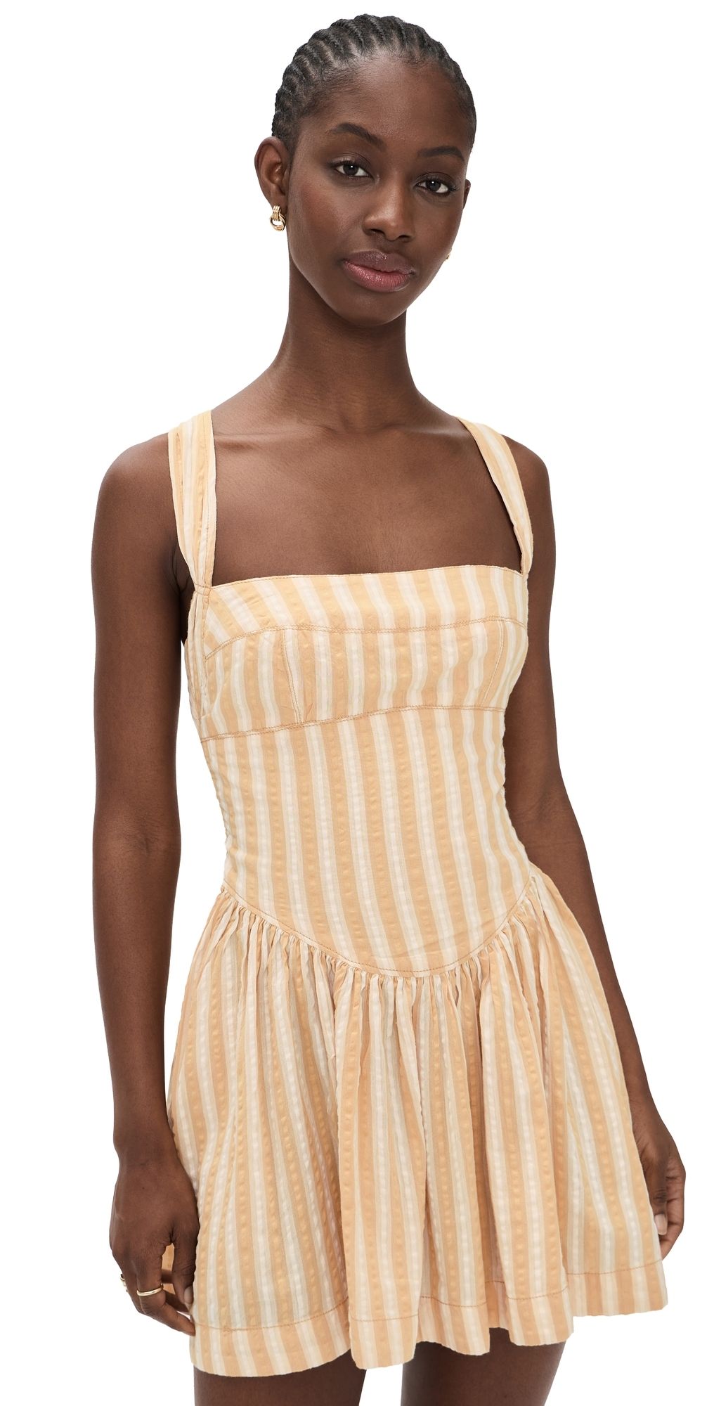 Free People Laurel Mini Dress Neutral Combo M