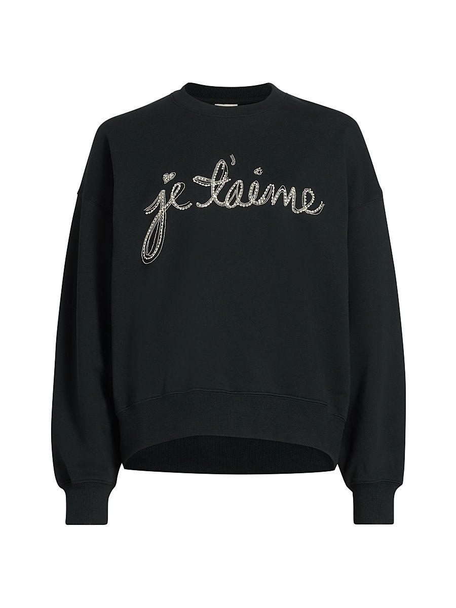 Women's Je T'Aime Cotton Sweatshirt - Black - Size XL