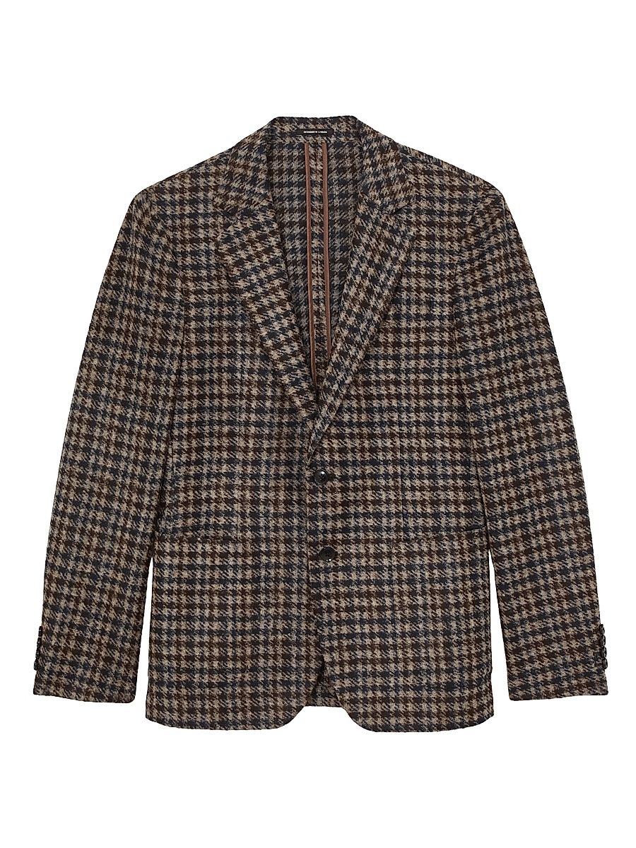 Men's Brazanati Houndstooth Blazer - Brown - Size 44