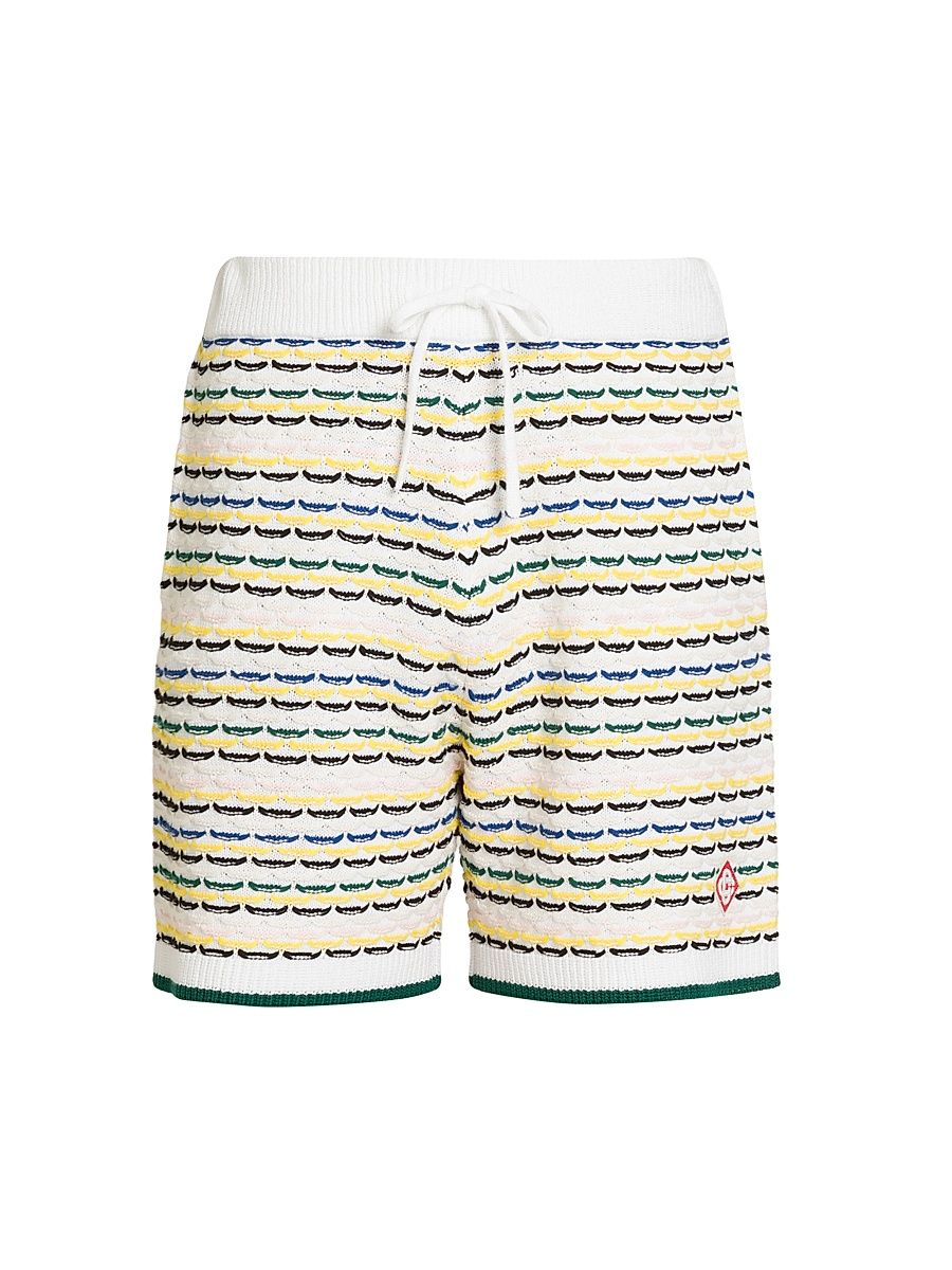 Men's Striped Cotton Knit Drawstring Shorts - Size XXL