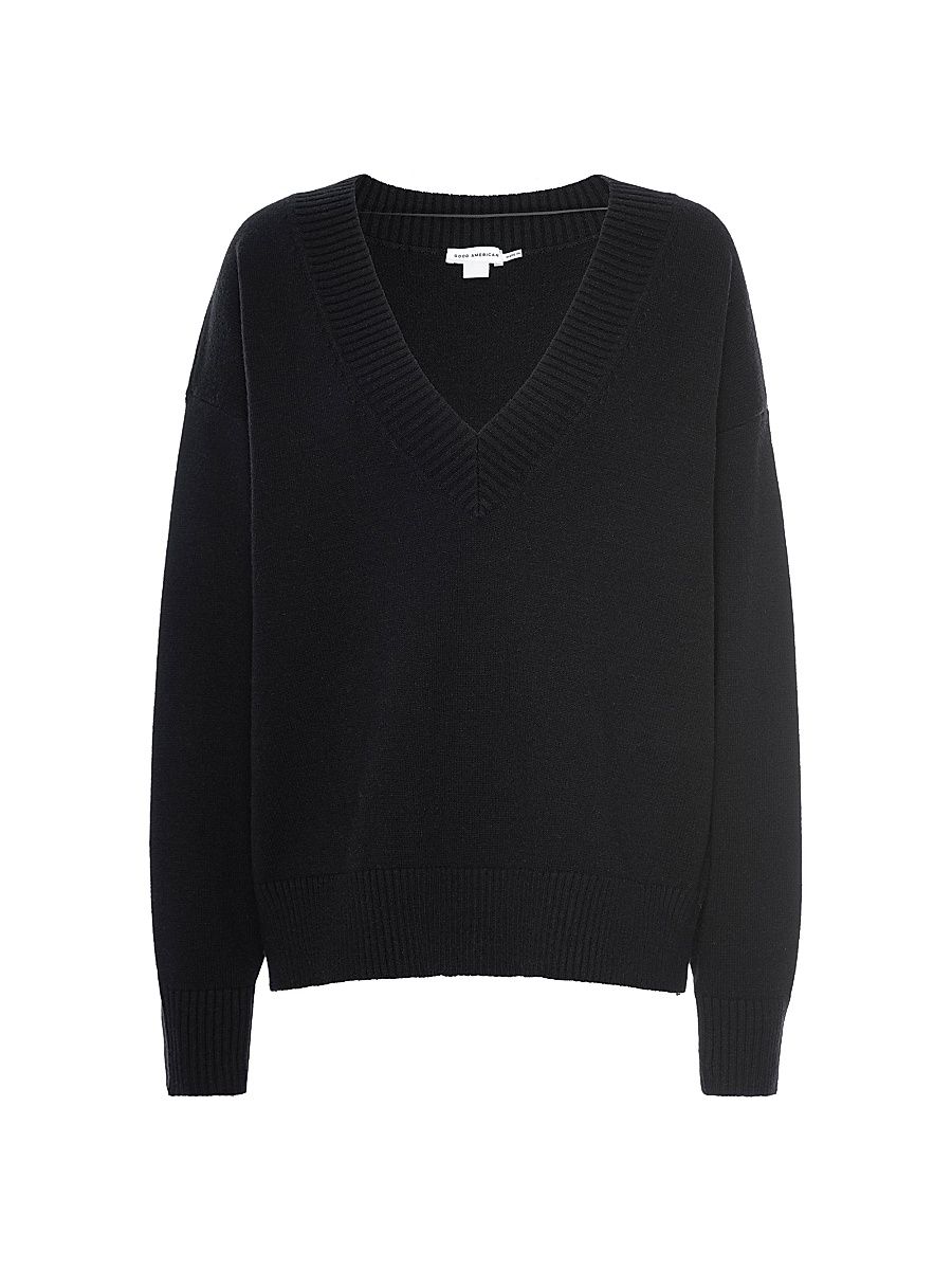 Women's Cozy V-Neck Knit Sweater - Black - Size XS