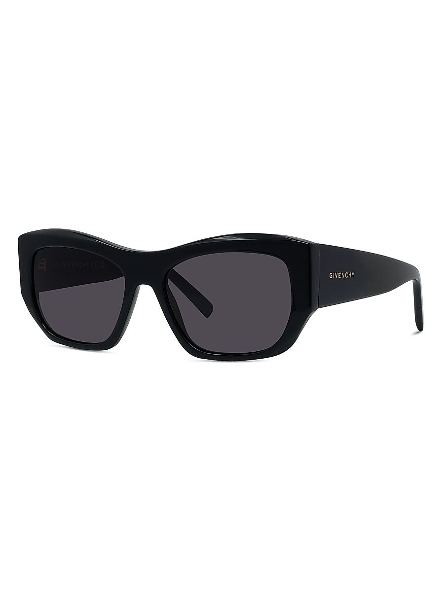 Women's GV Day 54MM Geometric Sunglasses - Shiny Black Smoke
