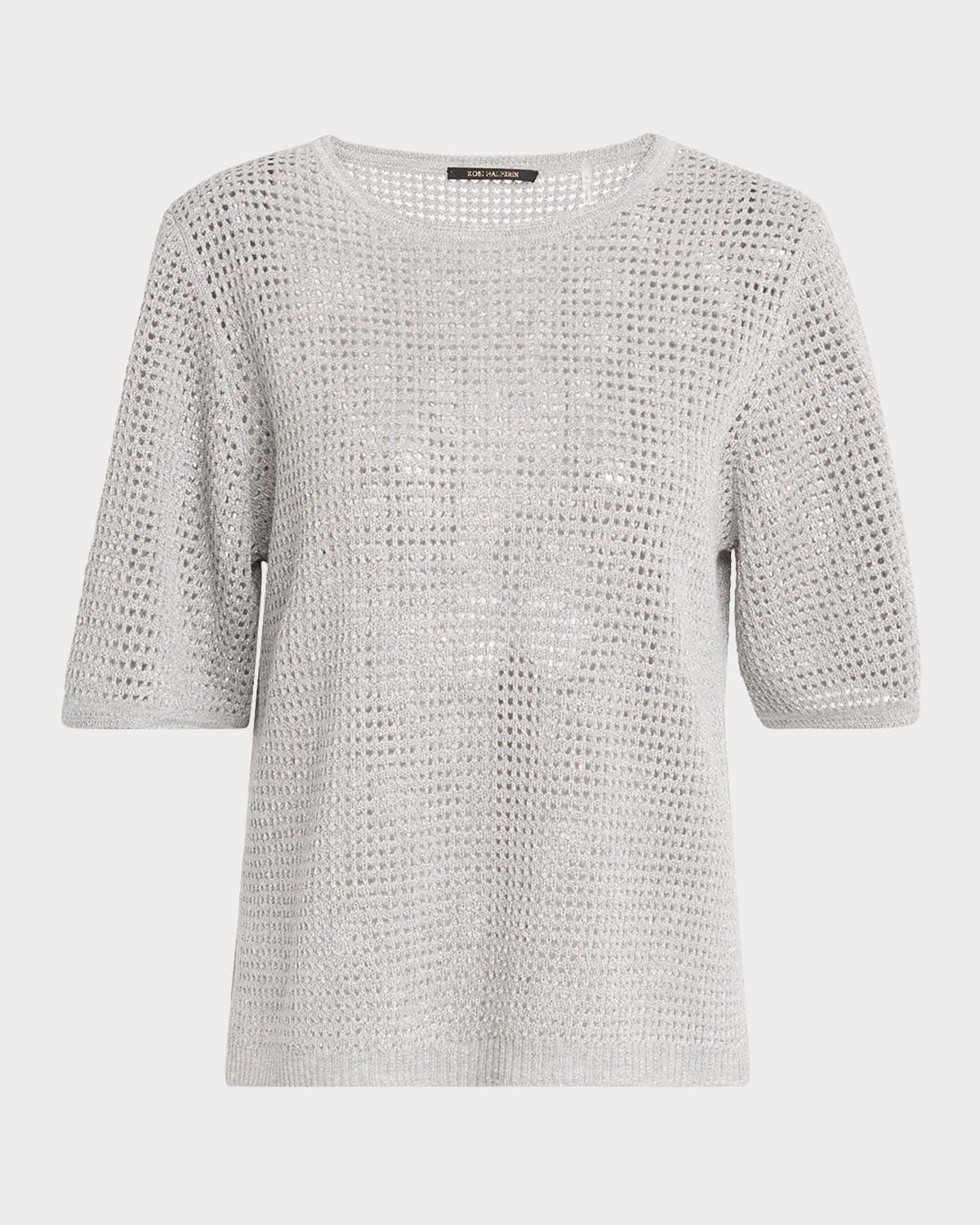 Crewneck Mesh-Knit Sweater