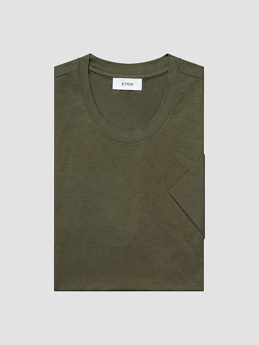 Eton Men's Cotton-Silk Crewneck T-Shirt - Green - Size XXL
