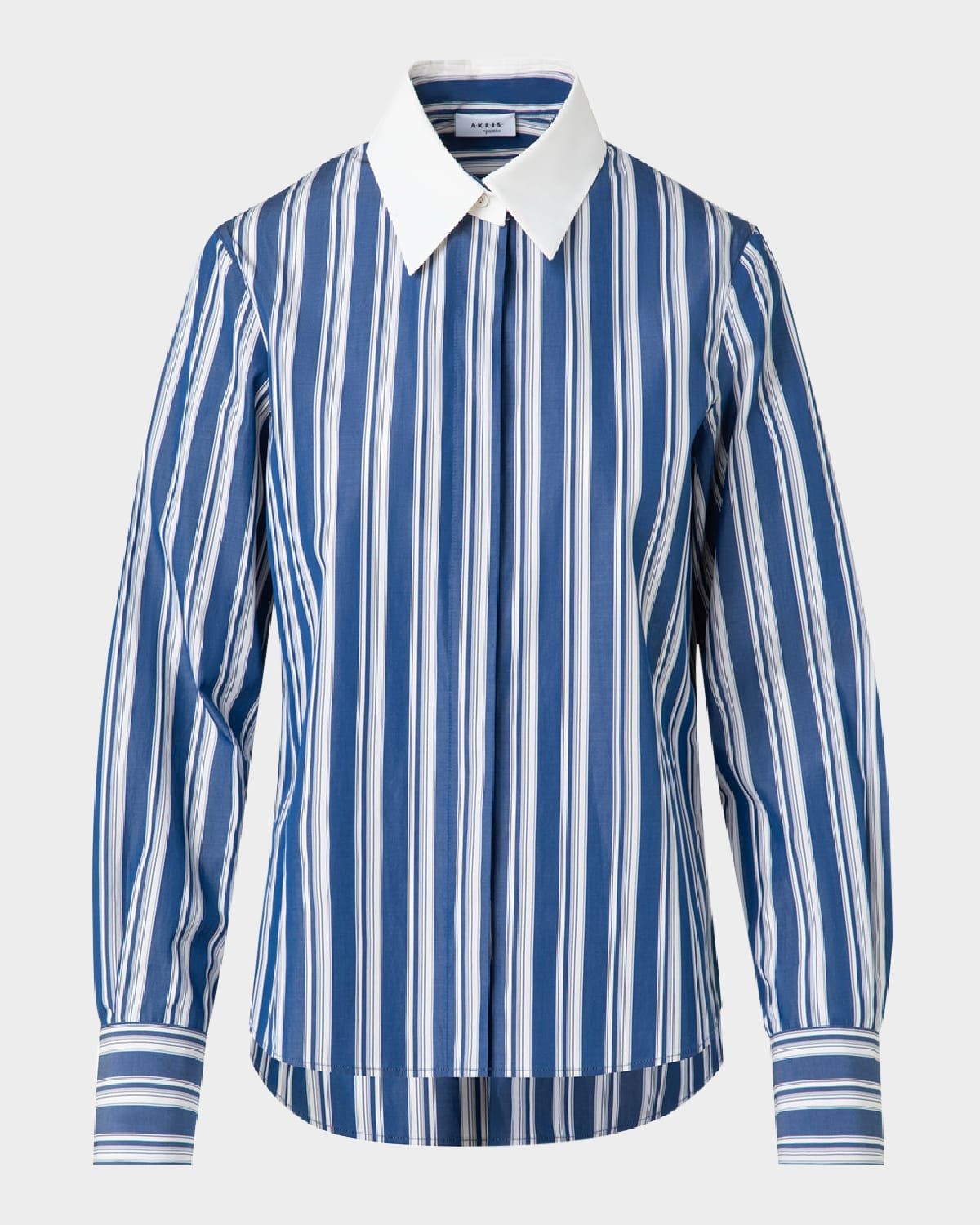 Striped Poplin Button-Down Blouse