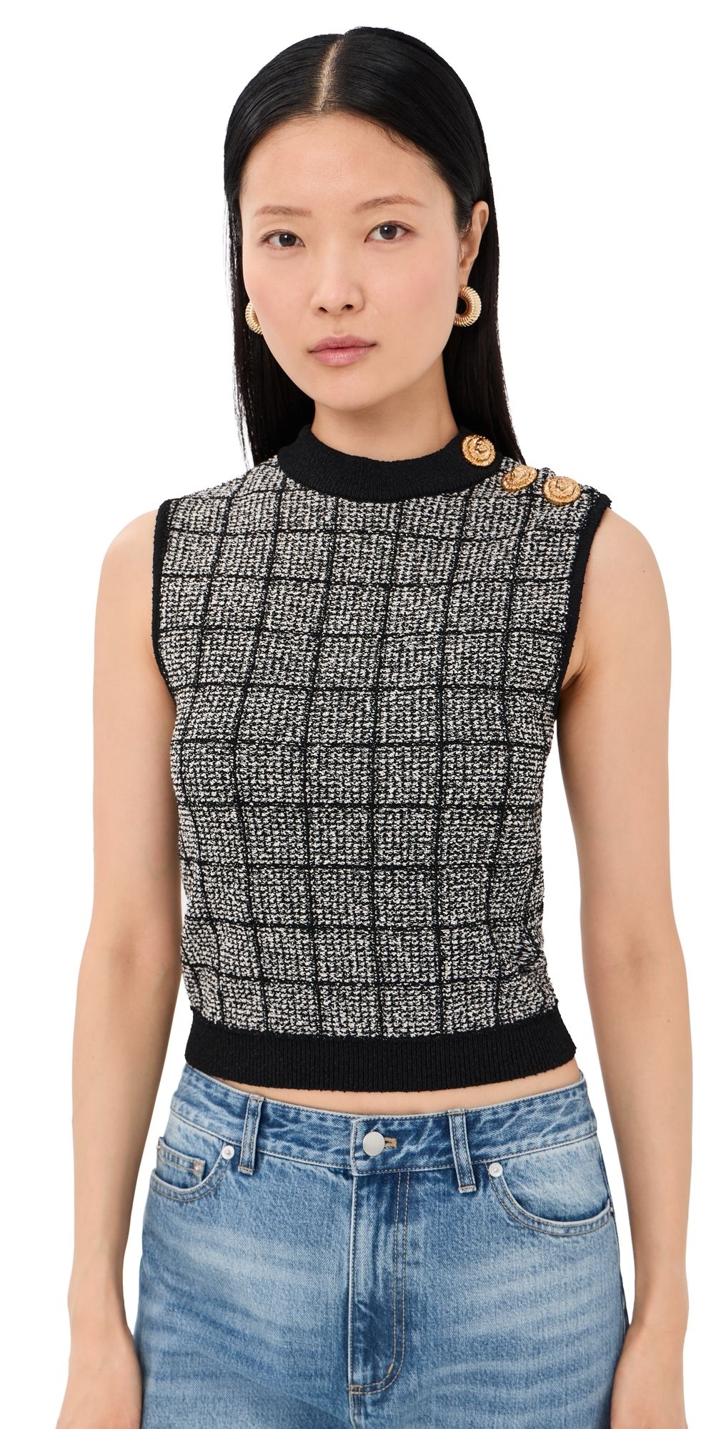 Balmain Classique Maille Top Black/Natural 34