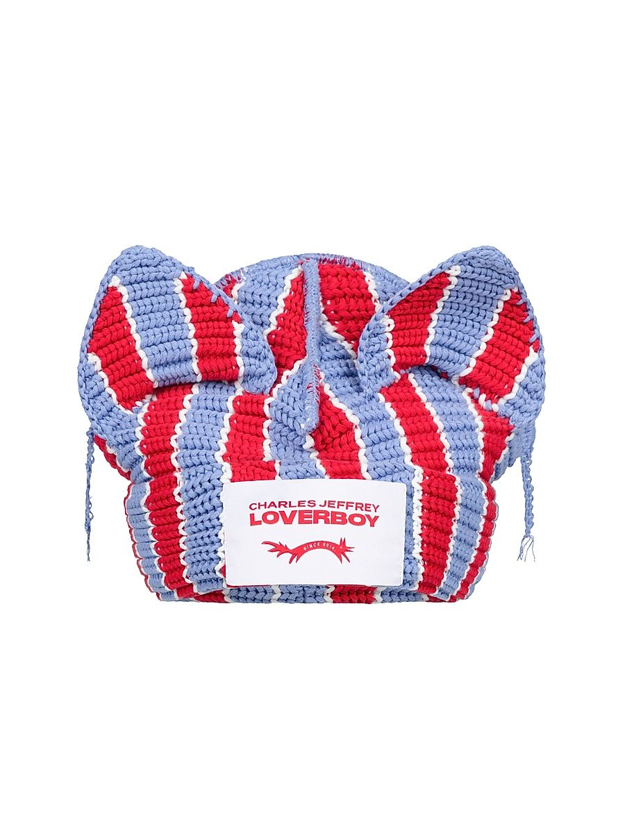 Men's Chunky Ears Beanie - Red Blue