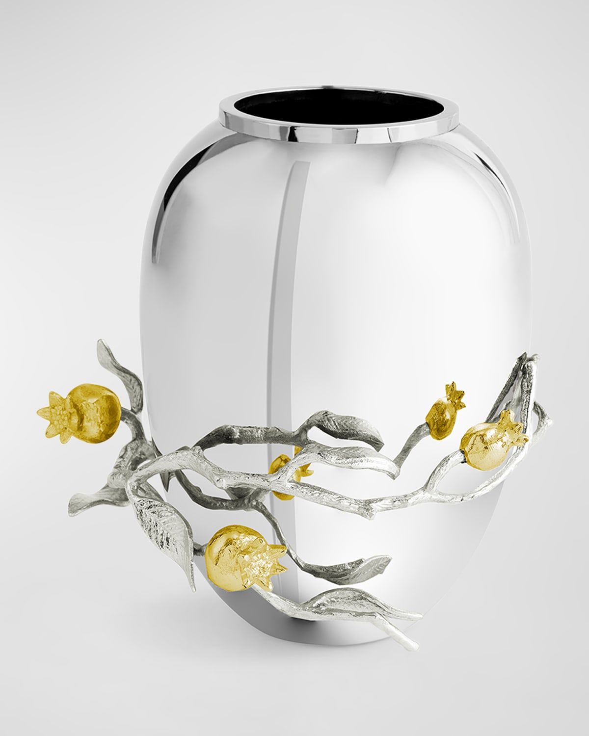 Pomegranate Silver & Gold Medium Vase with 24K Goldplate