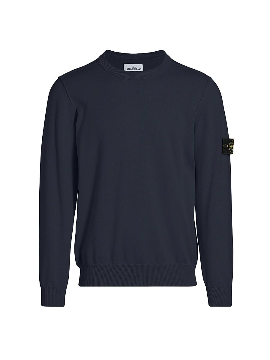 Men's Crewneck Cotton Sweater - Navy Blue - Size Medium