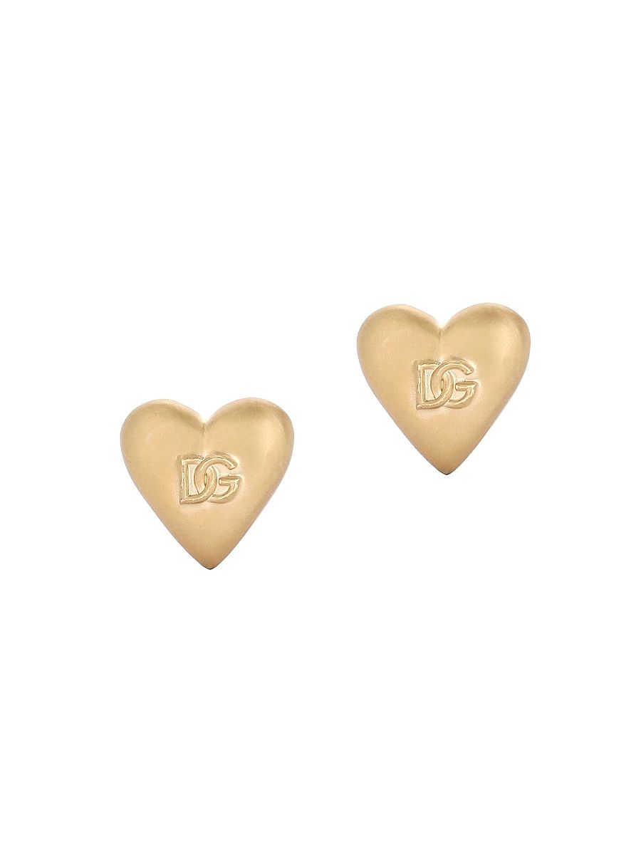 Women's Goldtone Monogram Heart Clip-On Stud Earrings - Gold
