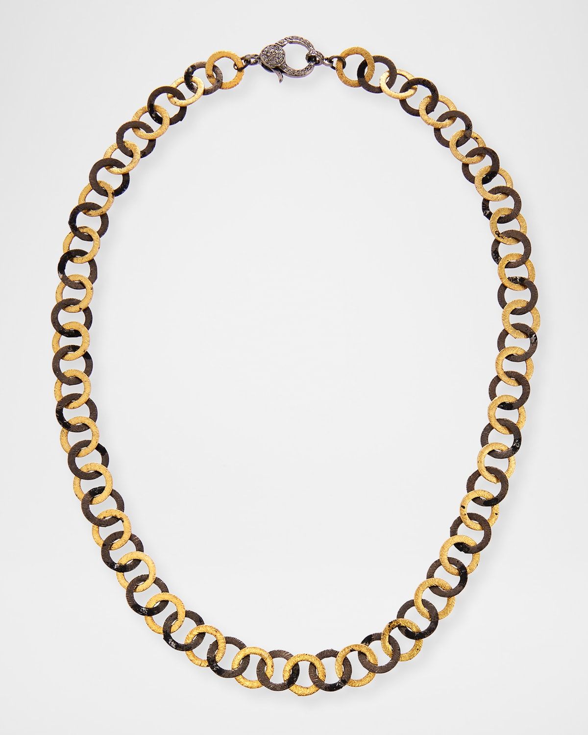 Two-Tone Chain Necklace with Diamond Clasp
