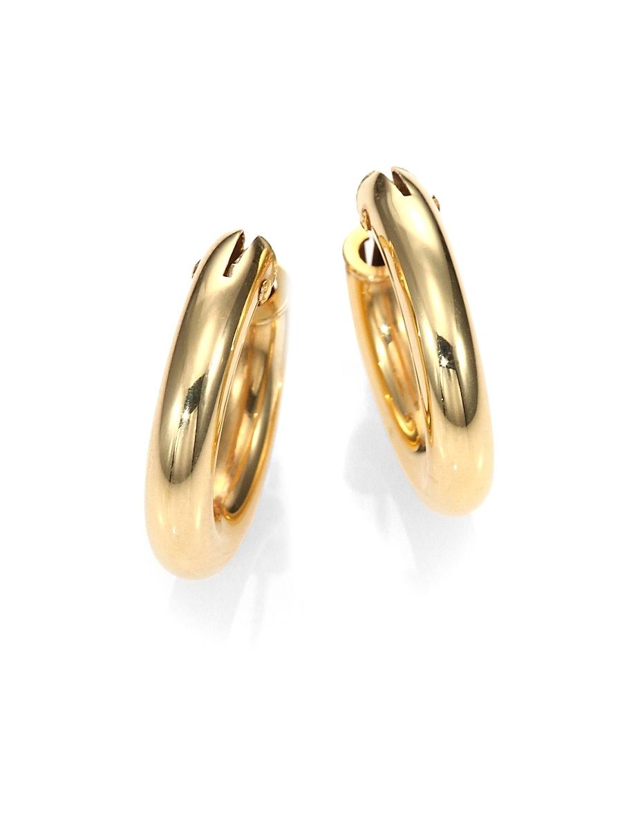 Women's 18K Yellow Gold Petite Oval Hoop Earrings - Gold