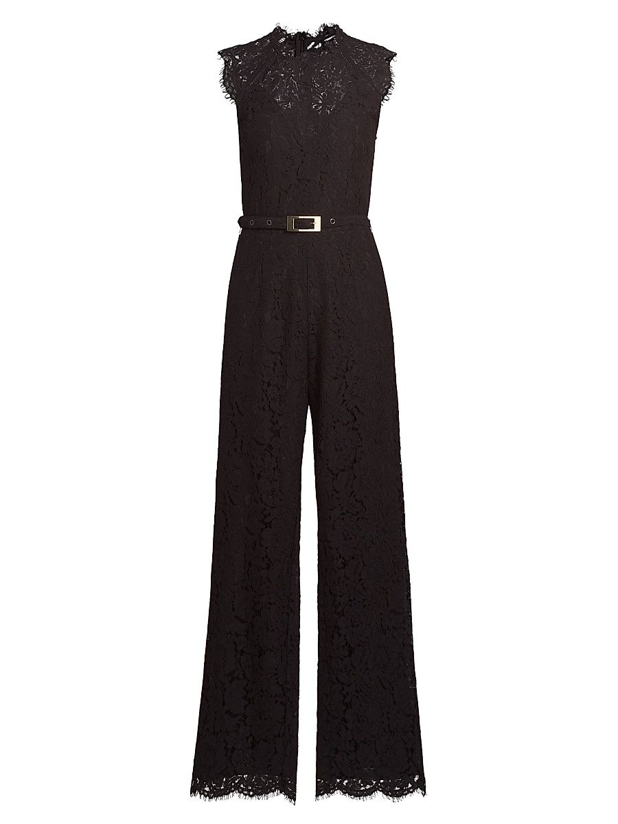 Women's Jin Lace-Trim Cotton-Blend Jumpsuit - Black - Size 12
