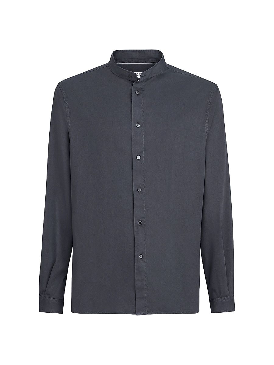 Men's Garment Dyed Easy Fit Shirt in Cotton Twill - Anthracite - Size XXXXXL