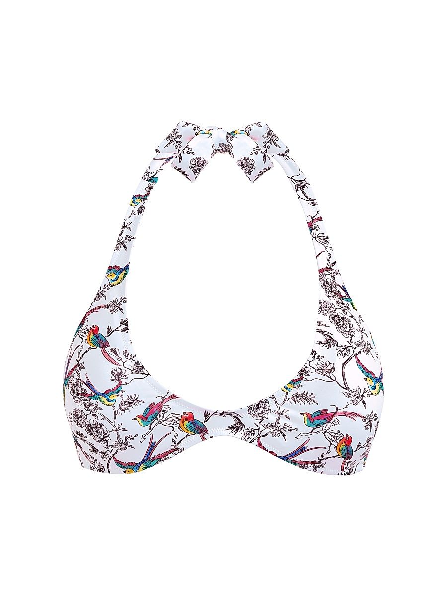Women's Rainbow Birds Bikini Top - Blanc - Size Medium