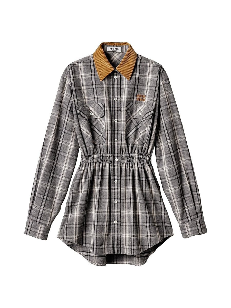 Women's Flannel Mini Dress - Grey - Size 8