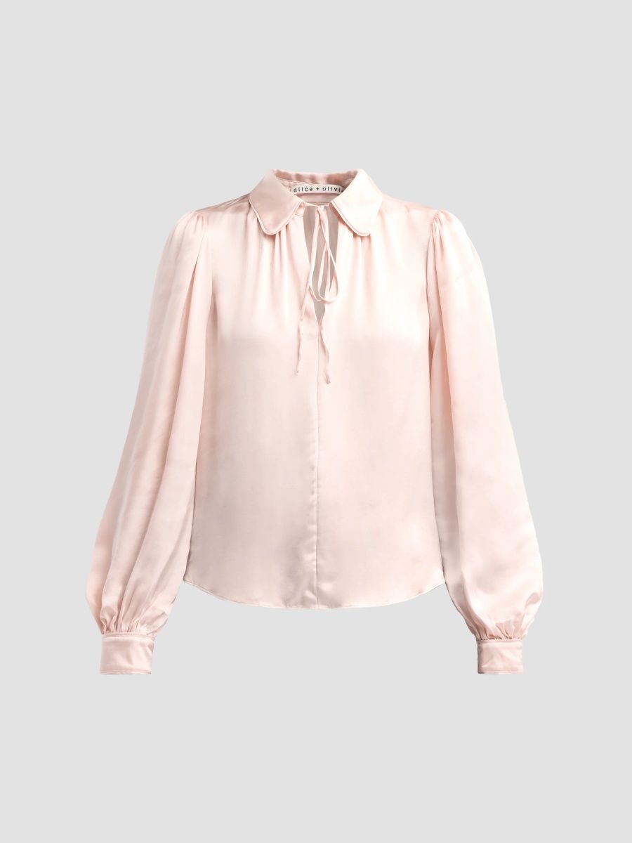 ALICE + OLIVIA Women's Roanne Tie-Front Blouse - Blush - Size XL