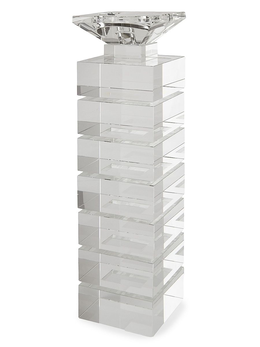 Clear Cut Crystal Illusion Large Candleholder - Clear