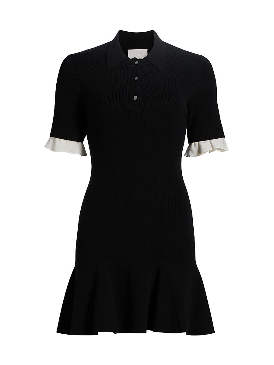Women's Keaton Knit Polo Minidress - Black Ivory - Size XL