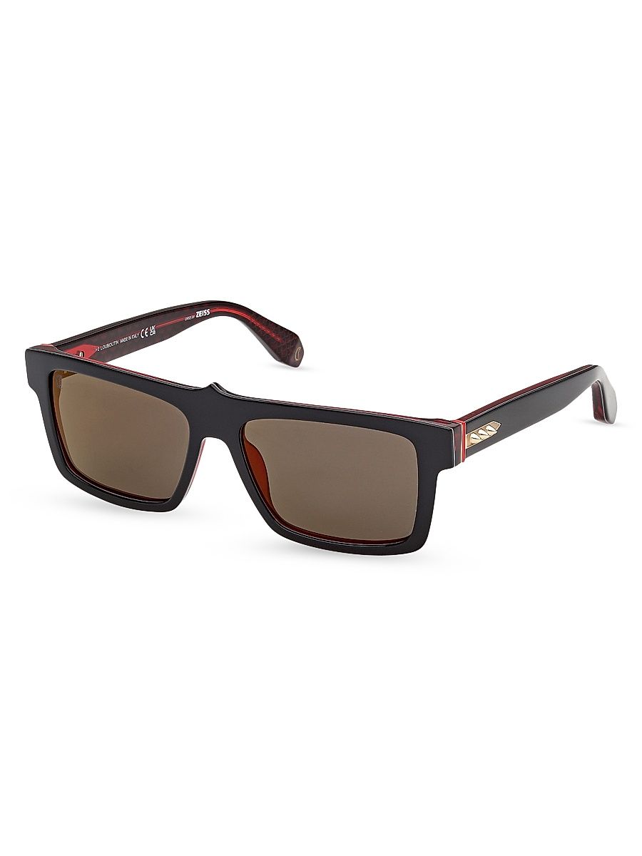 Men's 55MM Rectangular Sunglasses - Red Grey