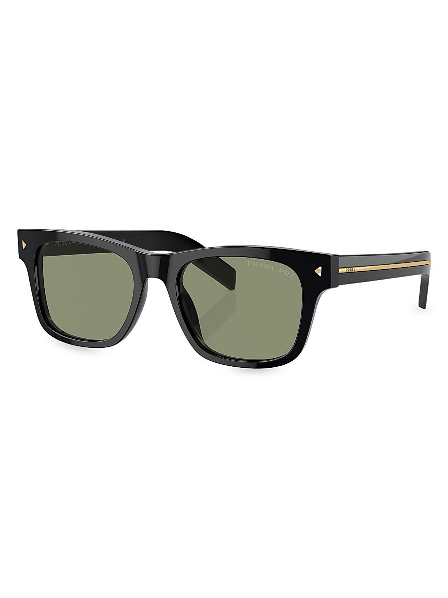 Men's 51MM Rectangular Sunglasses - Black Dark Green