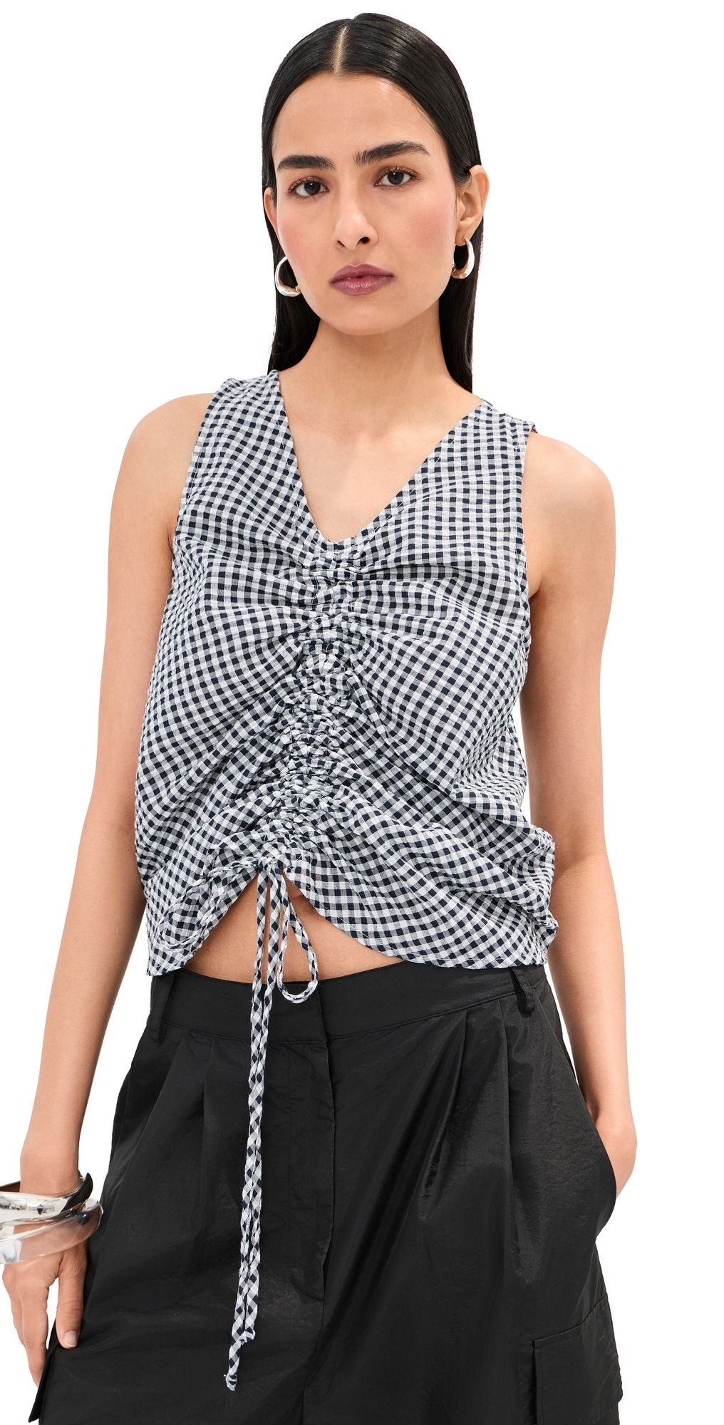 LE BOP Sleeveless Fallon Top Red Check XXL