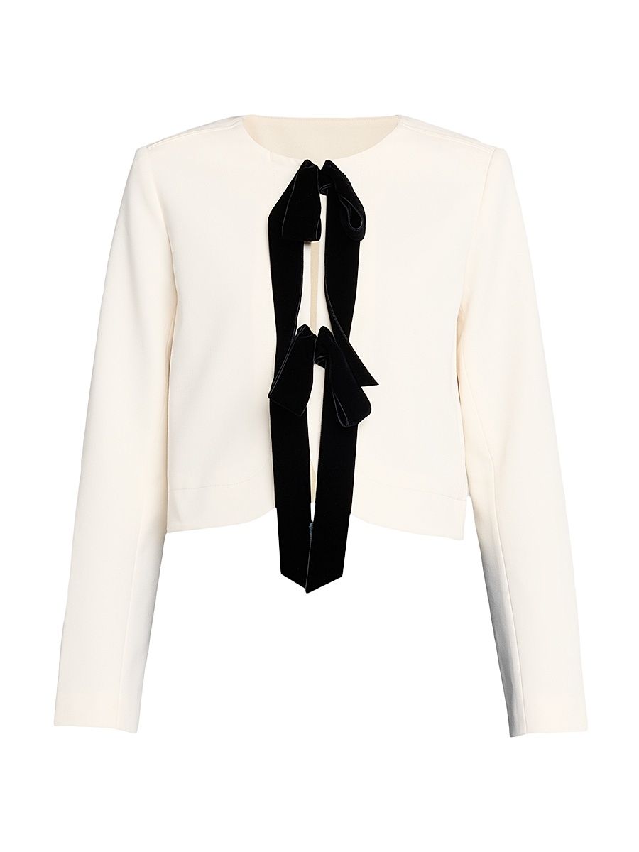 Women's Viola Gabardine Tie-Front Jacket - Cream - Size 2