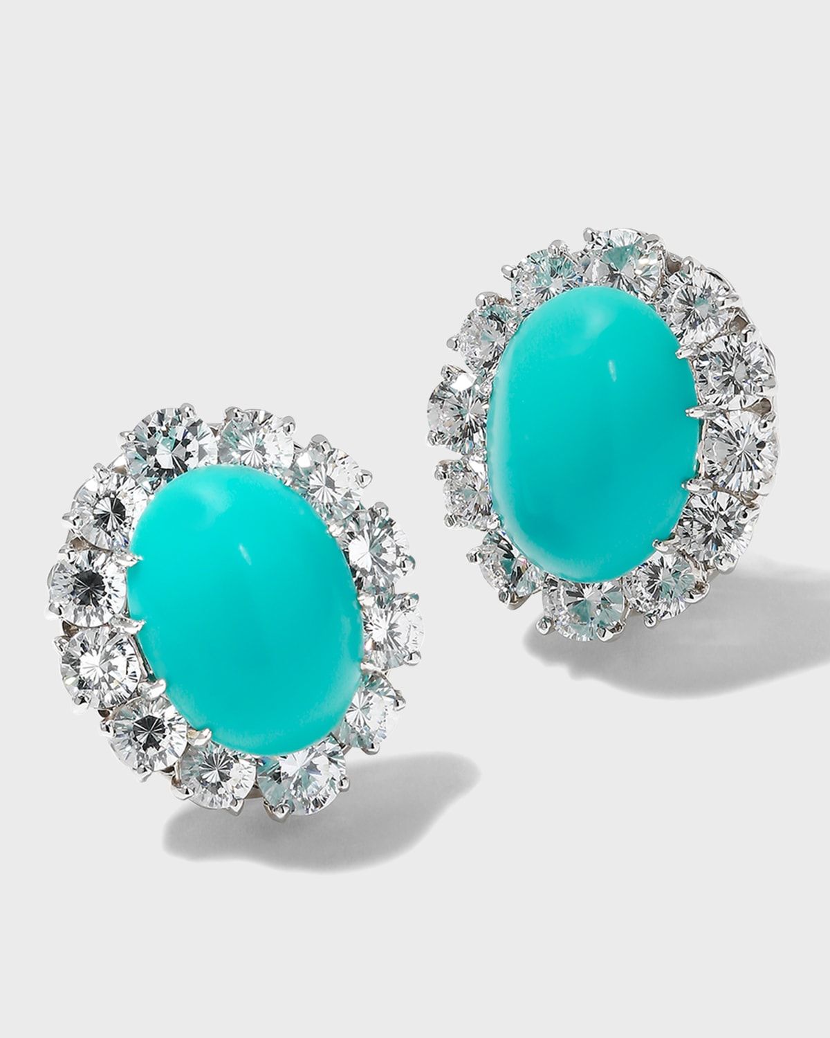 Cubic Zirconia Cabochon Earrings with Surrounding Rounds