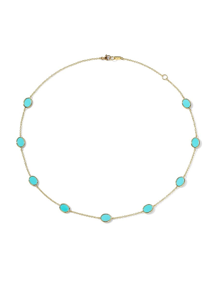 Women's Confetti 18K Yellow Gold & Turquoise Station Necklace - Yellow Gold - Size 18