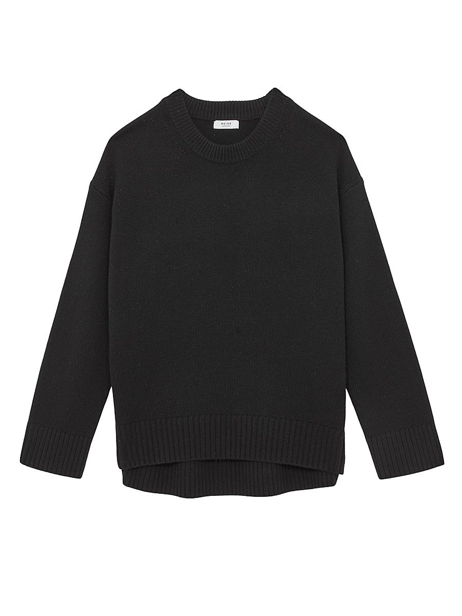 Women's Ella Wool-Cashmere Crewneck Sweater - Black - Size Large