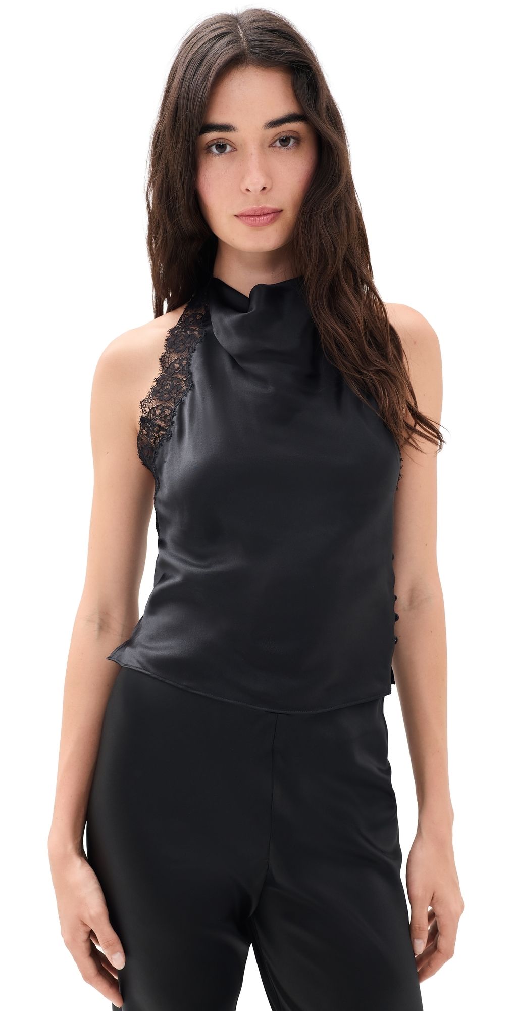 CAMI NYC Lucille Silk Top Black S