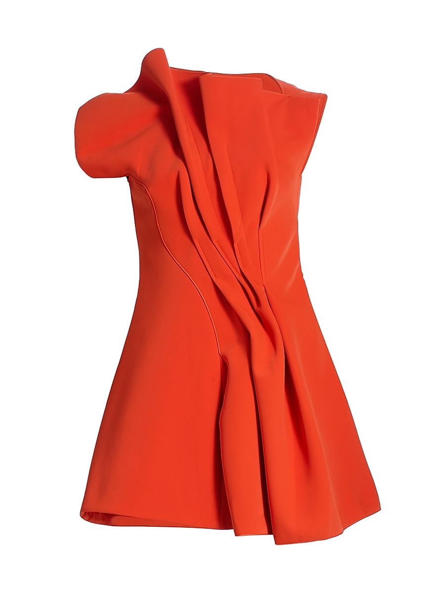 Women's Hawkley Pleated Asymmetric Minidress - Rosso - Size 8