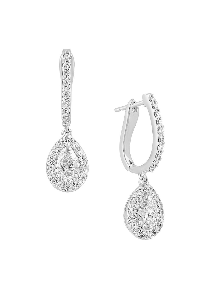 Women's 14K White Gold & 1.34 TCW Lab-Grown Diamond Drop Earrings - White Gold