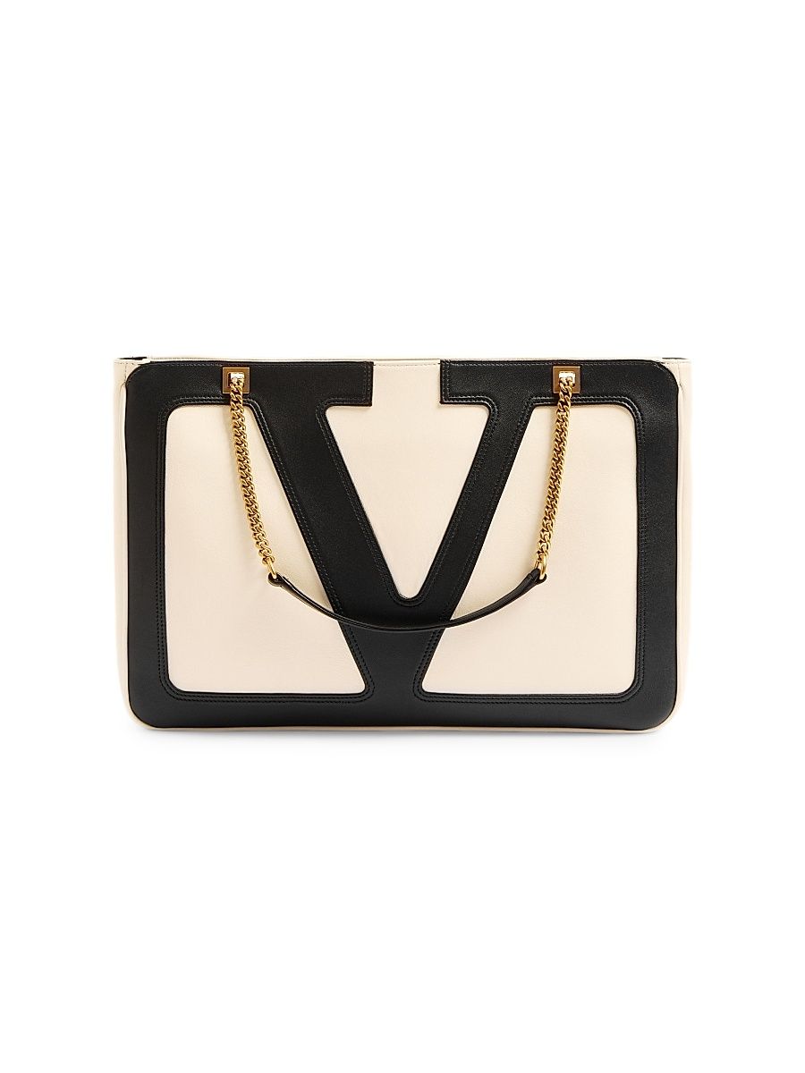 Women's Viva Superstar Medium Nappa Leather Shopping Bag - Ivory Black
