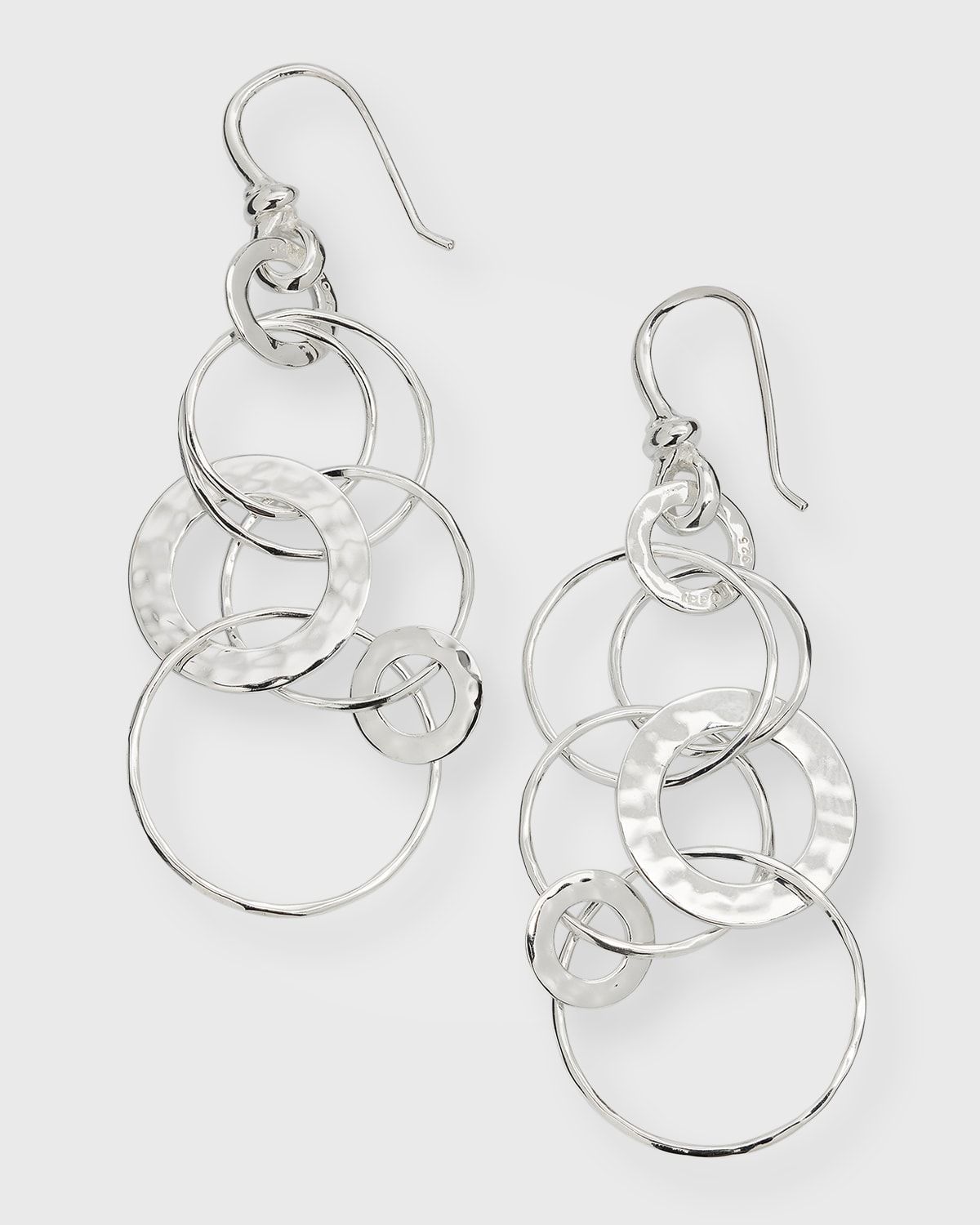 Medium Hammered Jet Set Drop Earrings in Sterling Silver