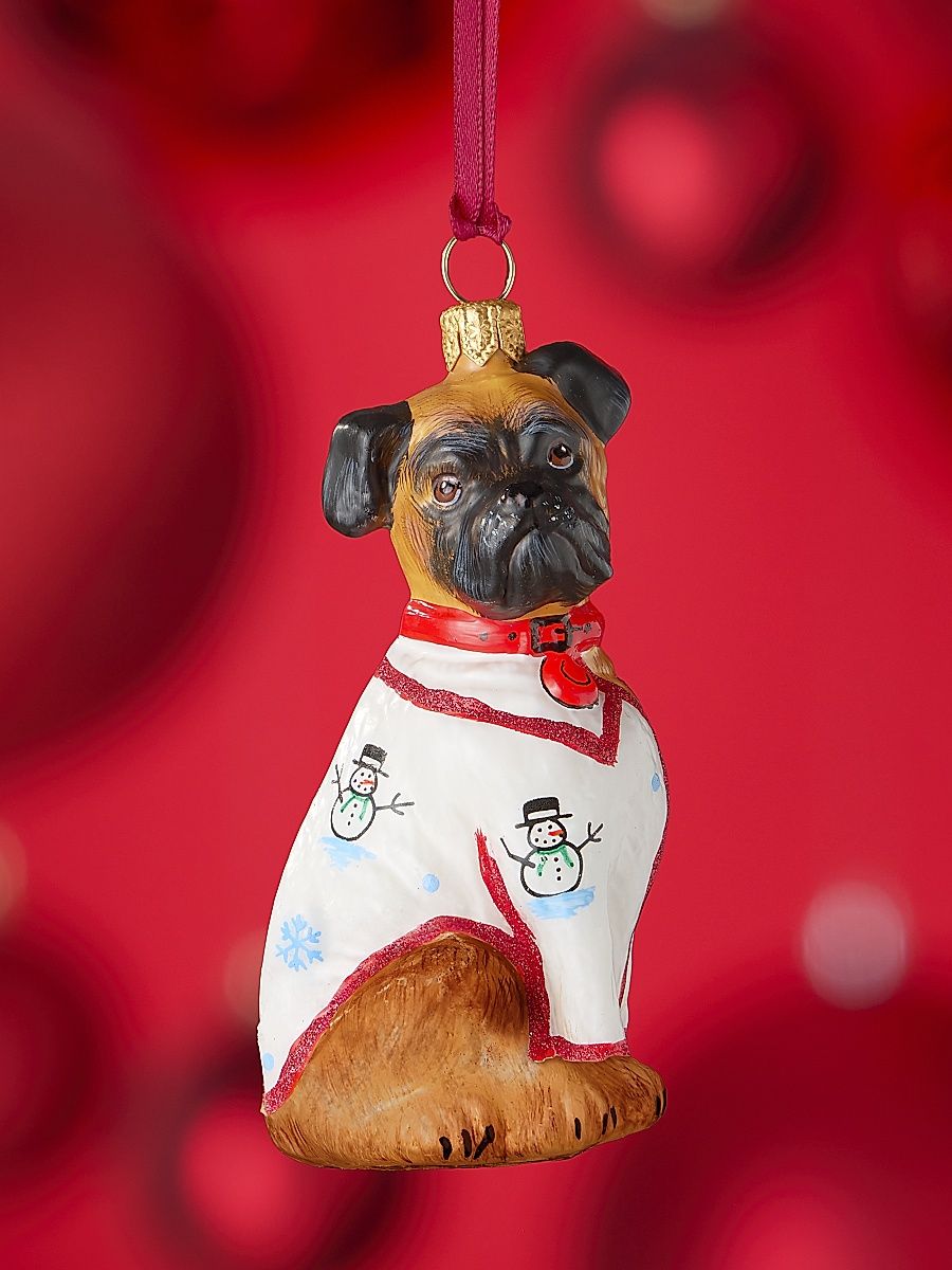 Glass Boxer Dog Ornament