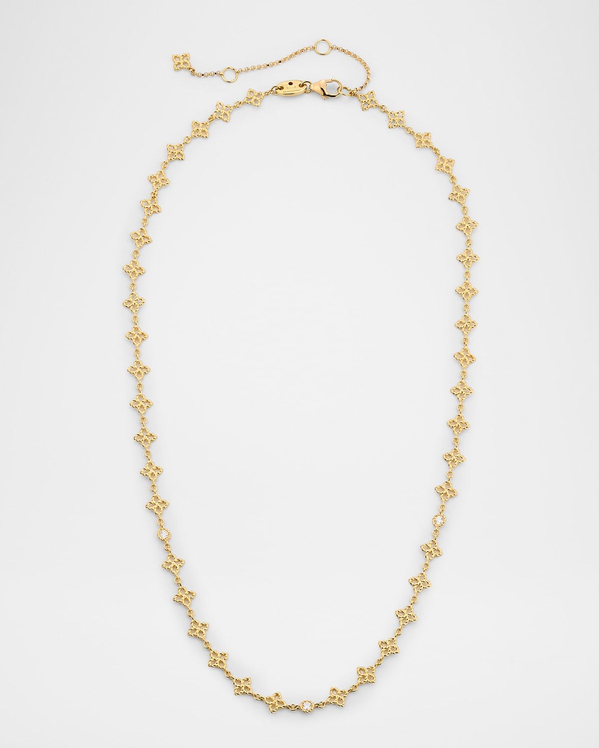 18K Yellow Gold Principessa Diamond Flower Link Necklace