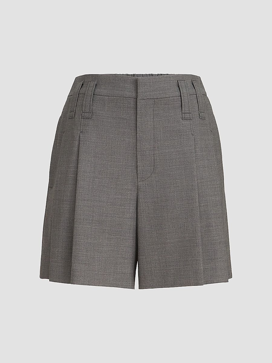Women's Tropical Luxury Wool Formal Shorts with Monili - Dark Grey - Size 6
