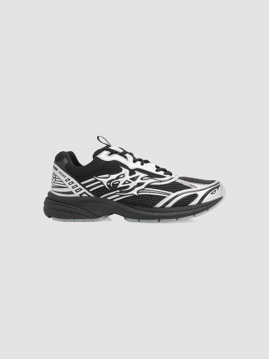 Amiri Men's M-Tech Metallic Low-Top Sneakers - Black Silver - Size 14